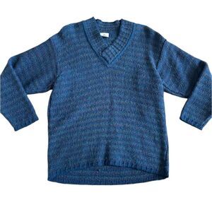Vintage Bonner Ireland Handloomed Pure New Wool Sweater V-Neck Pullover Medium